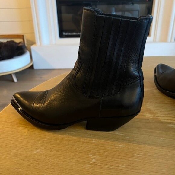 Celine Berlin 80 Cowboy Boots Black Leather Size 7 Pointed Toe Ankle Boots - Picture 7 of 16